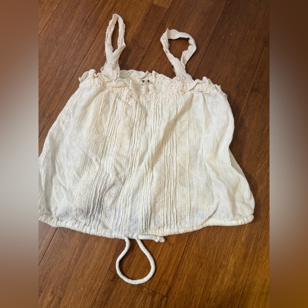 Free People White Textured Tank Top